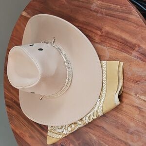 "Boots On The Ground", Stylish Tan Cowboy Hat with Tan Bandana